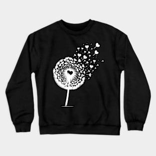 Dandelion Flower In Nature Blowing Hearts Crewneck Sweatshirt